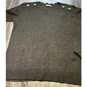 Pink Clover Charcoal Sweater with Button Accents